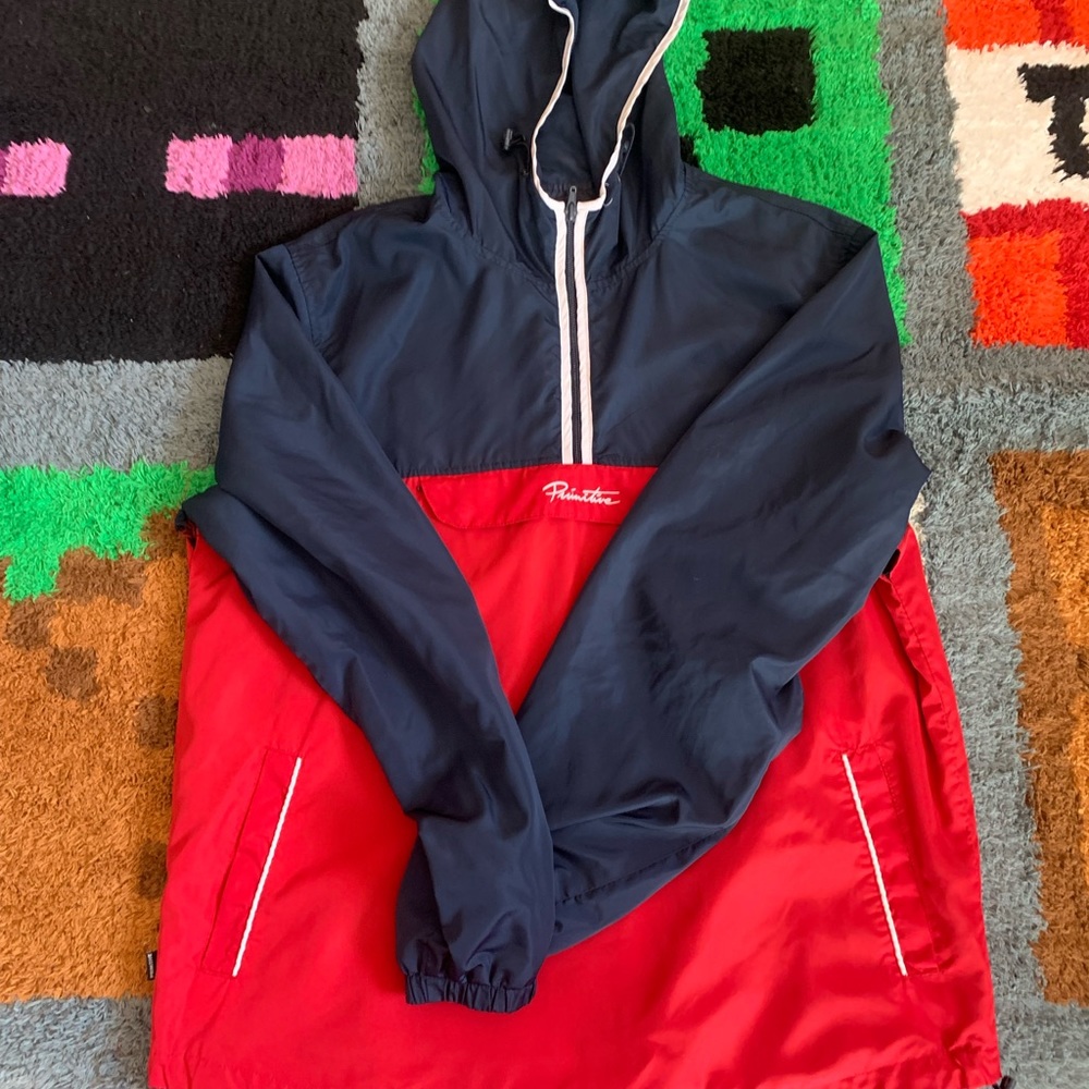 Primitive Red and Navy Anorak Windbreaker Jacket